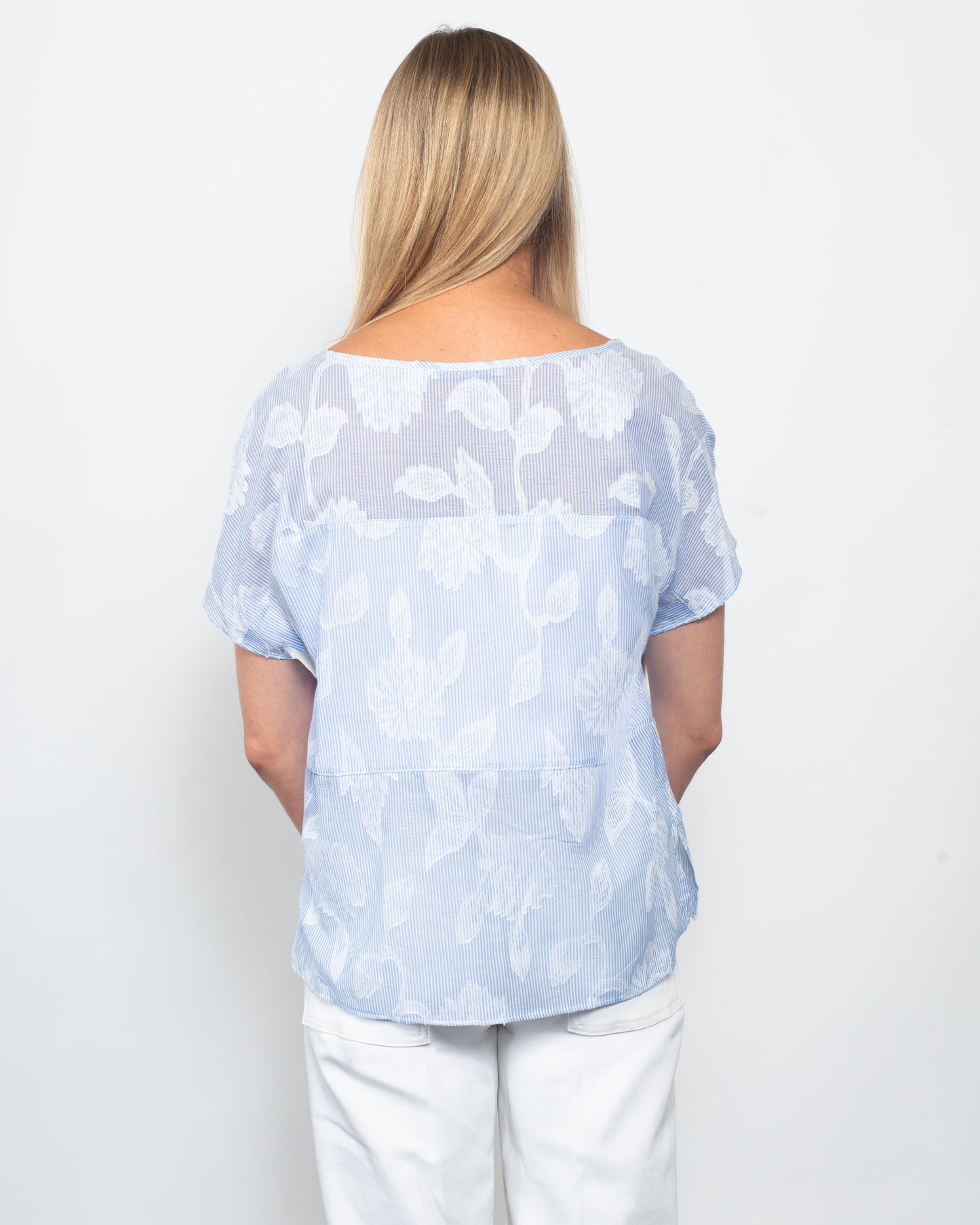 Pinstripe Jacquard Dolman Sleeve Top