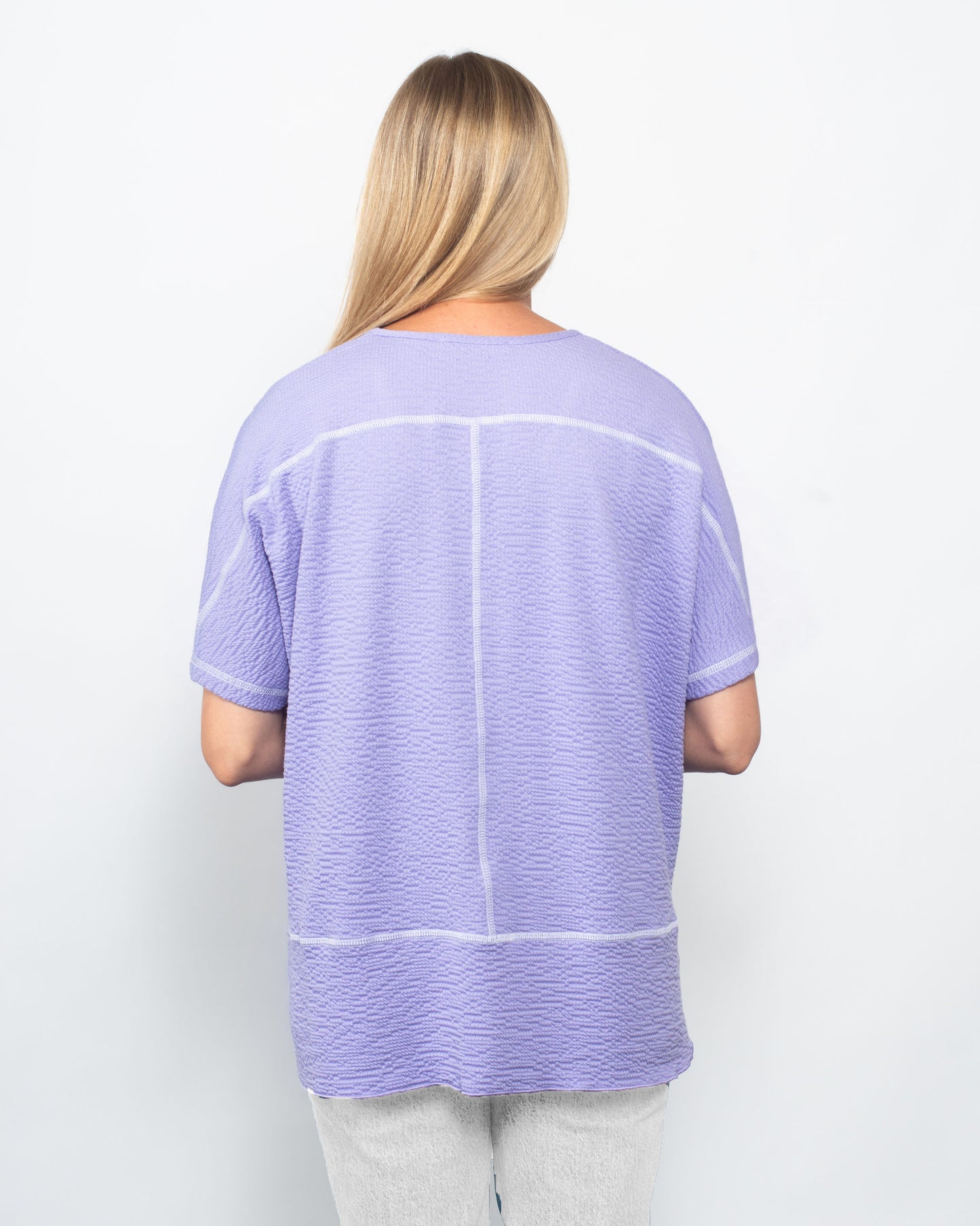 Seersucker Contrast V-Neck