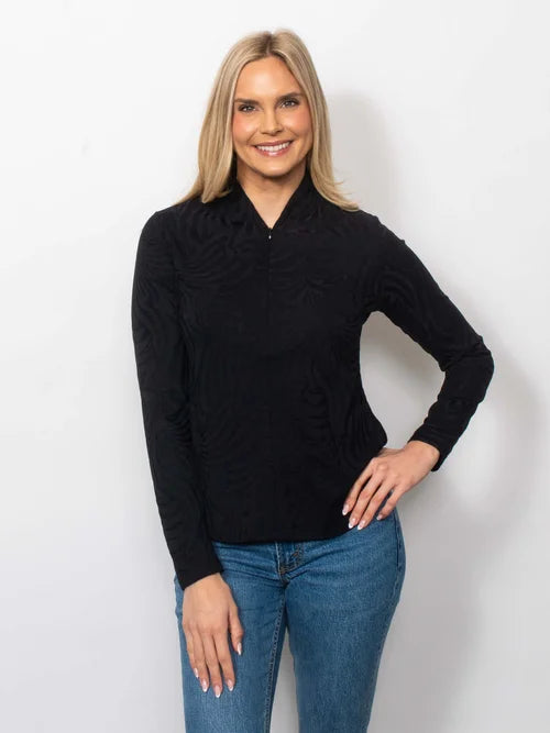 Sport Jacquard Concealed 1/4 Zip Neck Top