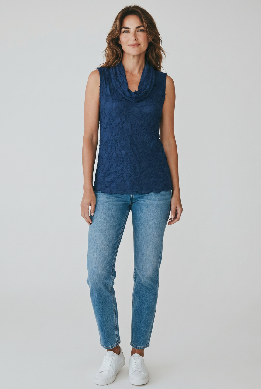 Dreamcatcher Sleeveless Cowl Neck Top