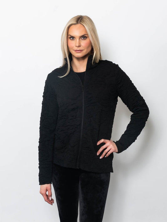 Floral Blister Jacquard Full Zip Jacket