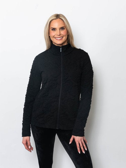 Floral Blister Jacquard Full Zip Jacket