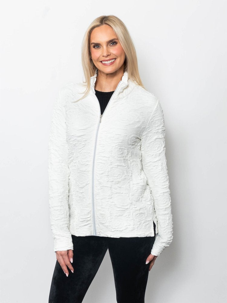 Floral Blister Jacquard Full Zip Jacket