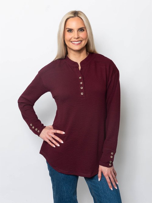 Seersucker Henley Top