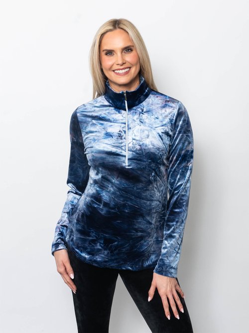 Tie Dyed Velvet Quarter Zip Top