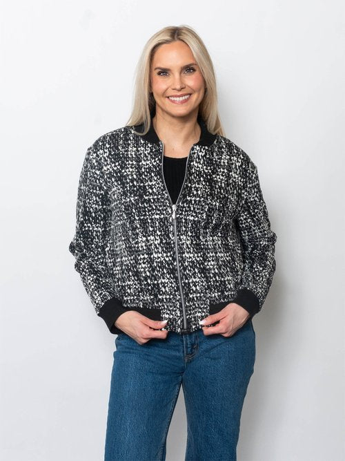 Double Knit Jacquard Bomber Jacket