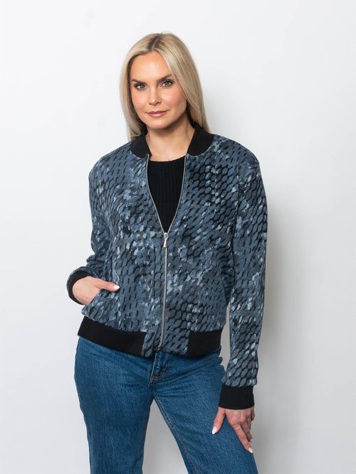 Double Knit Jacquard Bomber Jacket