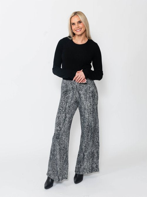 Double Knit Jacquard Wide Leg Pant