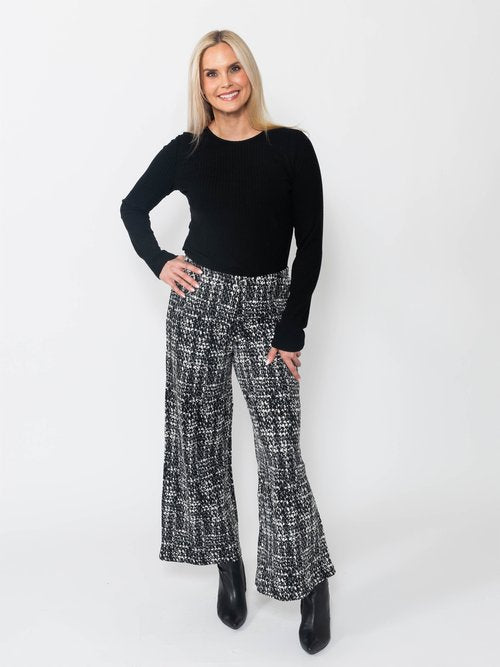 Double Knit Jacquard Wide Leg Pant