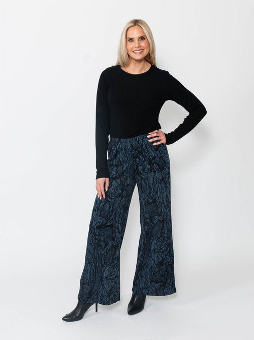 Double Knit Jacquard Wide Leg Pant