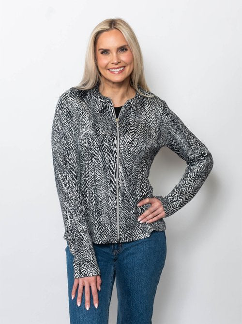 Double Knit Jacquard Full Zip Jacket