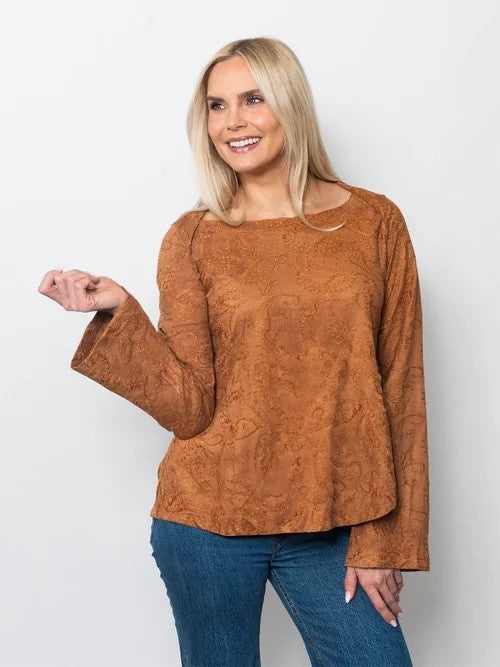 Embroidered Scoop Neck Top