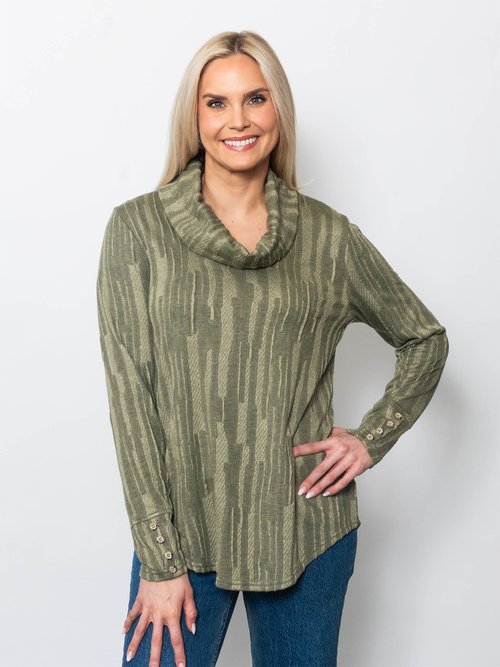 Stripe Jacquard Long sleeve Top