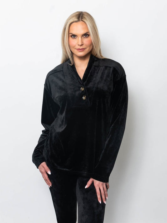 Microfleece Drape Neck Pullover Top
