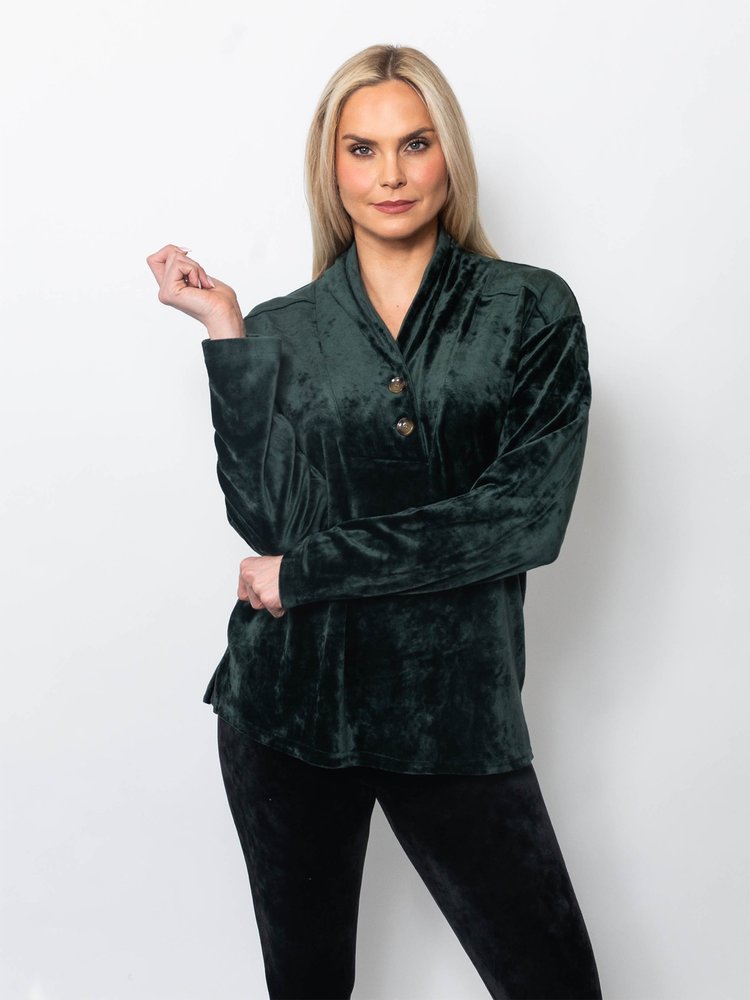 Microfleece Drape Neck Pullover Top