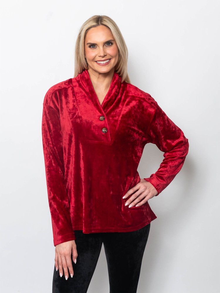 Microfleece Drape Neck Pullover Top