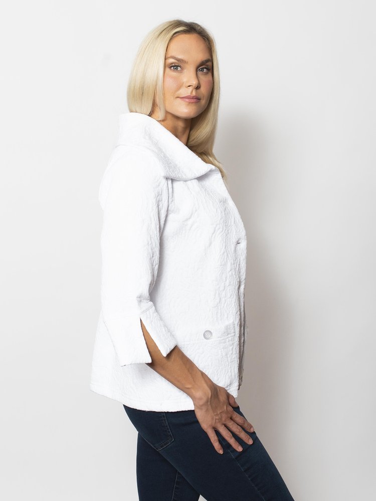 Textured 3/4 Sleeve Jacquard Jacket
