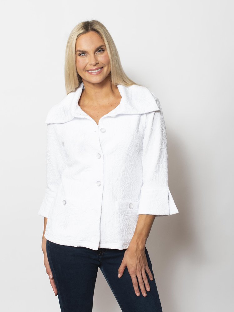 Textured 3/4 Sleeve Jacquard Jacket