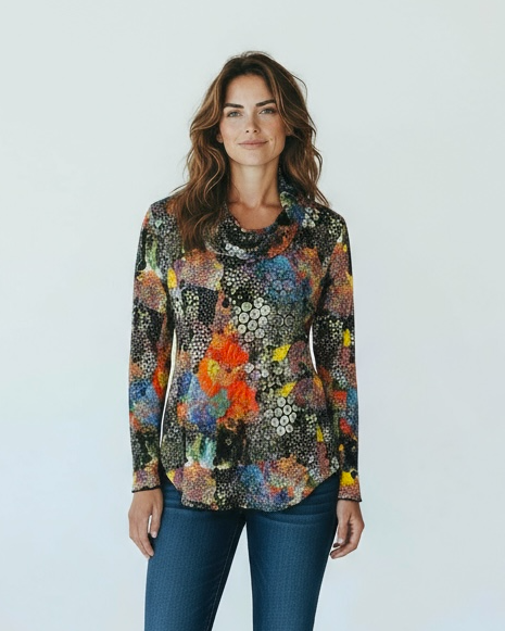 Crinkle Cowl Neck Longsleeve