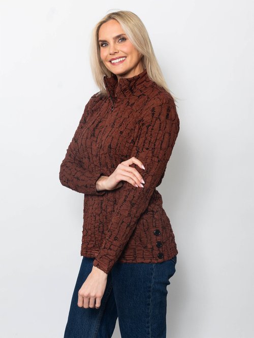 Blister Knit Quarter Zip Top