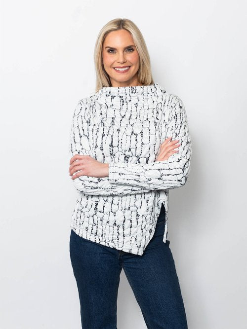 Blister Knit Asymmetrical Hem Top