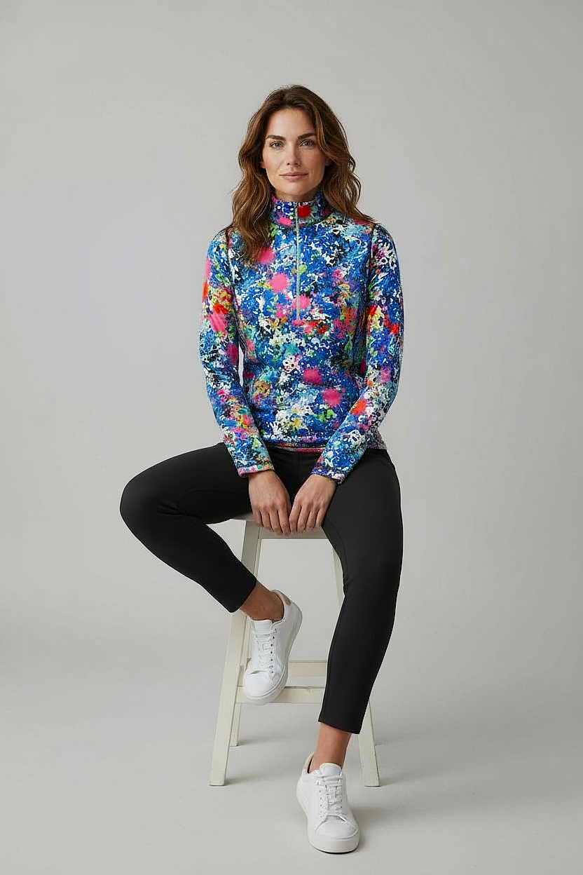 Microfiber Zipped Neck Top