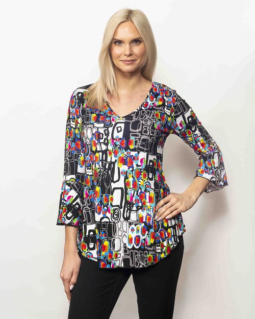 Viscose 3/4 Flounce Sleeve Blouse
