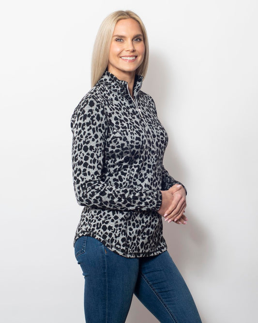 Animal Jacquard Zipped Pullover