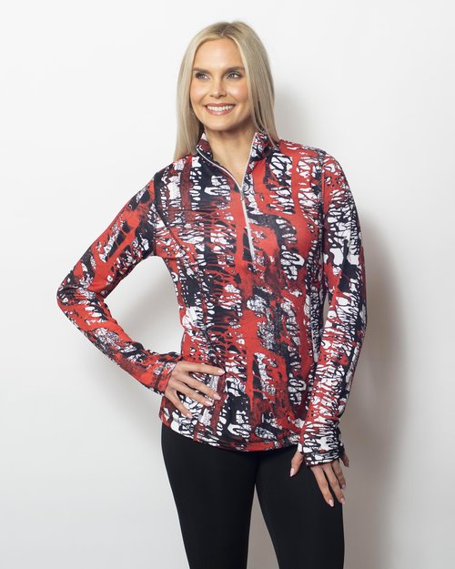 Microfiber Zipped Neck Top