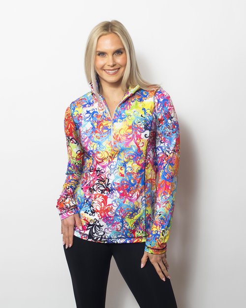 Microfiber Zipped Neck Top