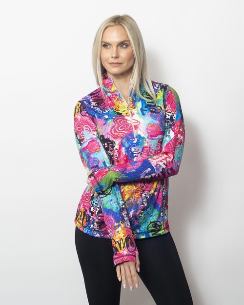 Microfiber Zipped Neck Top