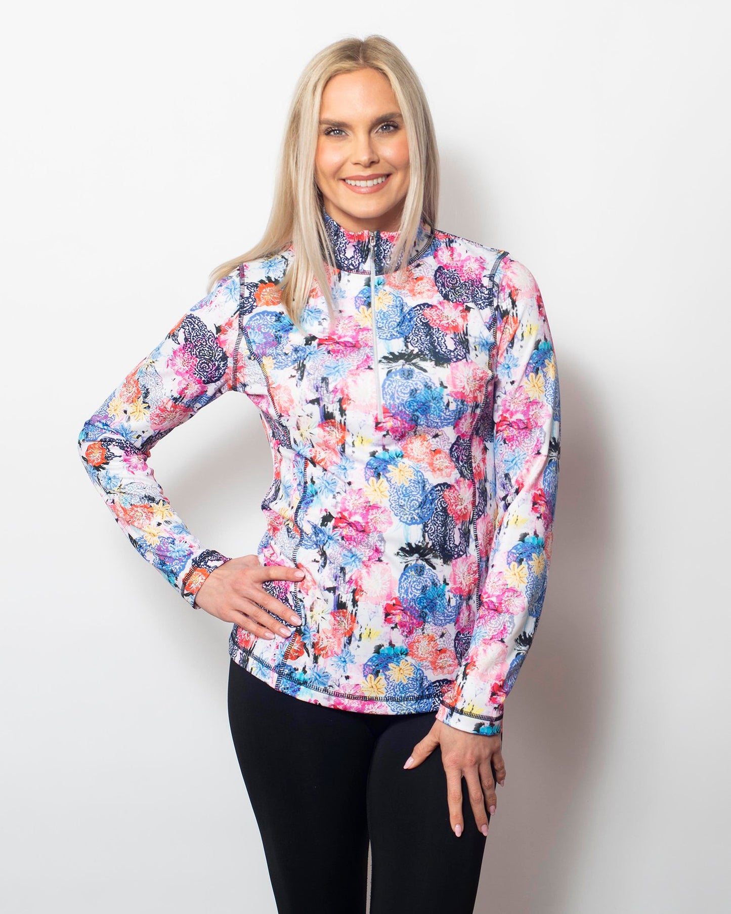 Microfiber Zipped Neck Top