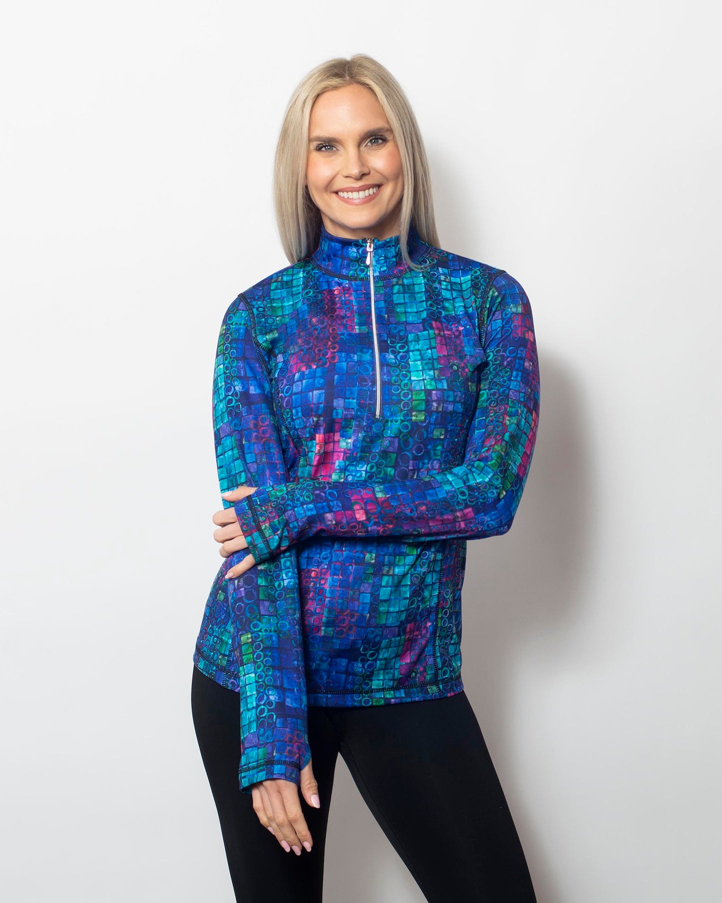 Microfiber Zipped Neck Top