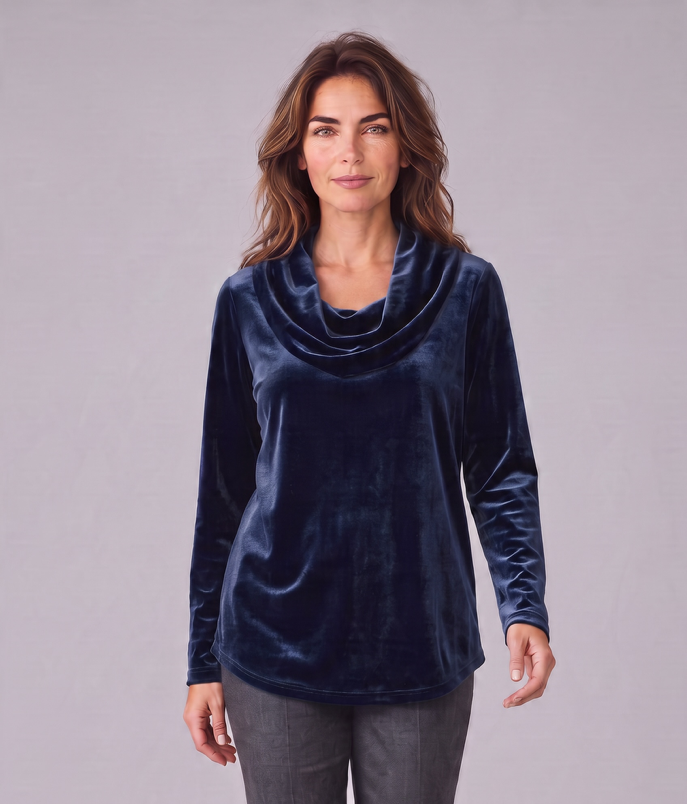 PlushTech Velvet Cowl Neck Top