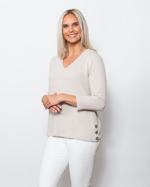 Seersucker V-Neck Blouse