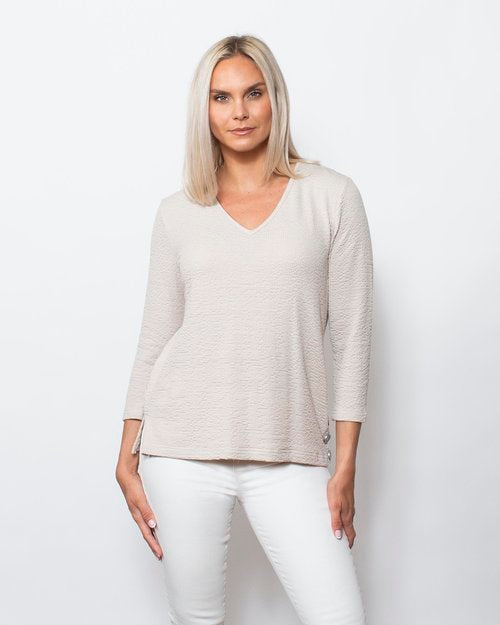 Seersucker V-Neck Blouse