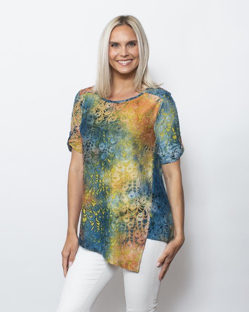 Tiedye Eyelash Asymmetrical Hem Top