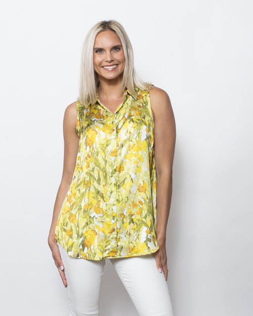 Printed Charmeuse Sleeveless Tank