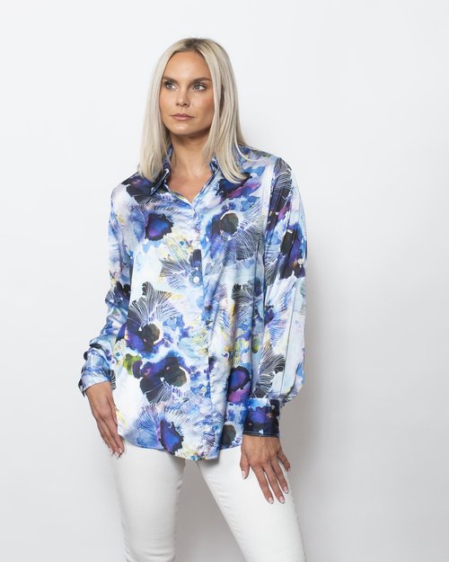 Printed Charmeuse Button Shirt