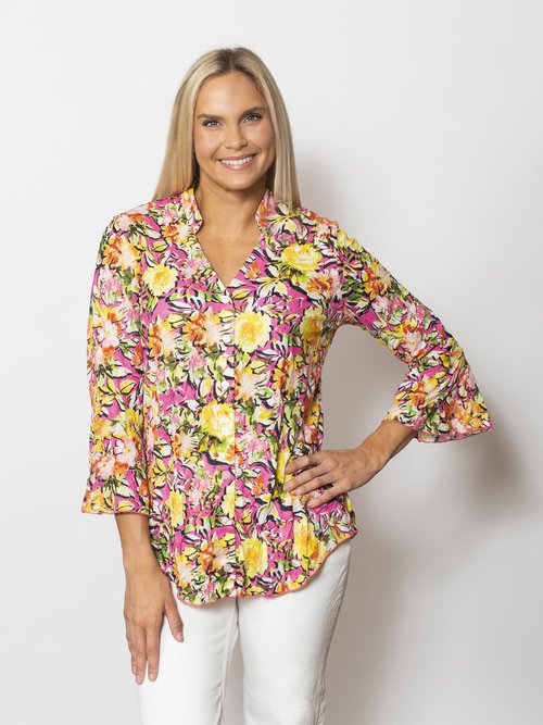 Crinkle Sweetheart Button Up Top