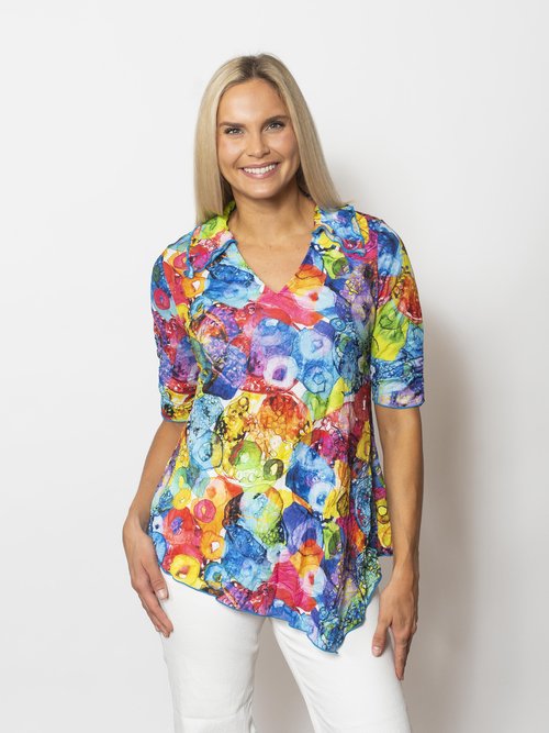 Crinkle Johnny Collar Top