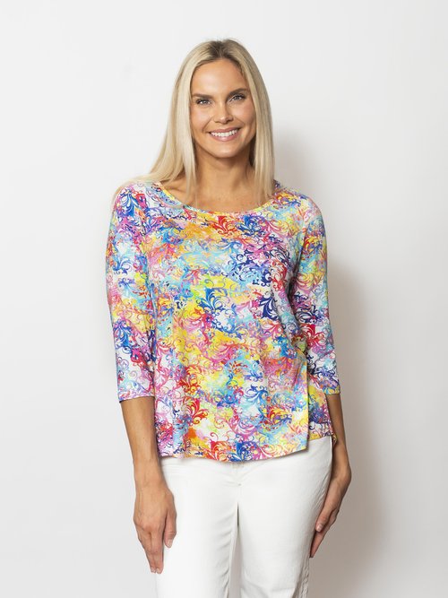 Viscose Ballet Neck 3/4 Sleeve Blouse
