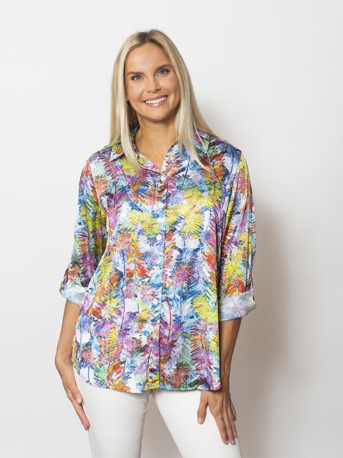 Printed Charmeuse Button Shirt