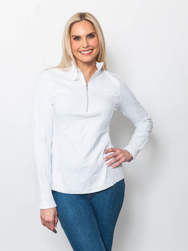 Swirl Jacquard Quarter Zip Top