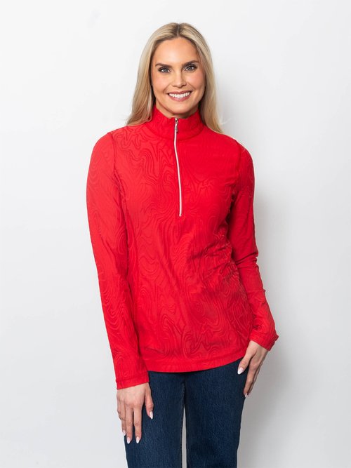 Swirl Jacquard Quarter Zip Top