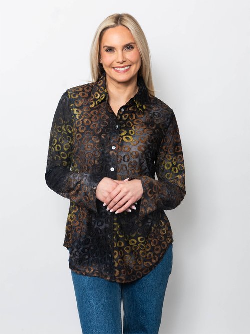 Tie Dyed Burnout Eyelash Button Shirt