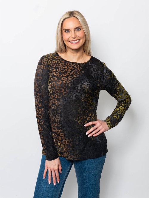 Tie Dyed Burnout Eyelash Long Sleeve Shirt