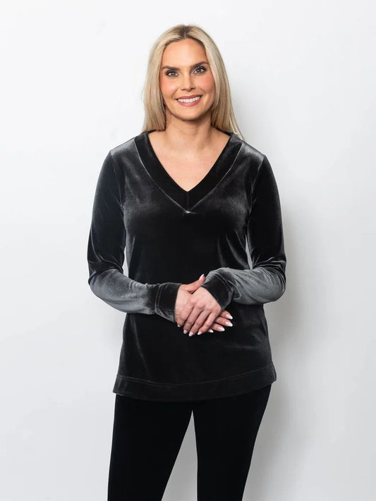 PlushTech Velvet V-Neck Top