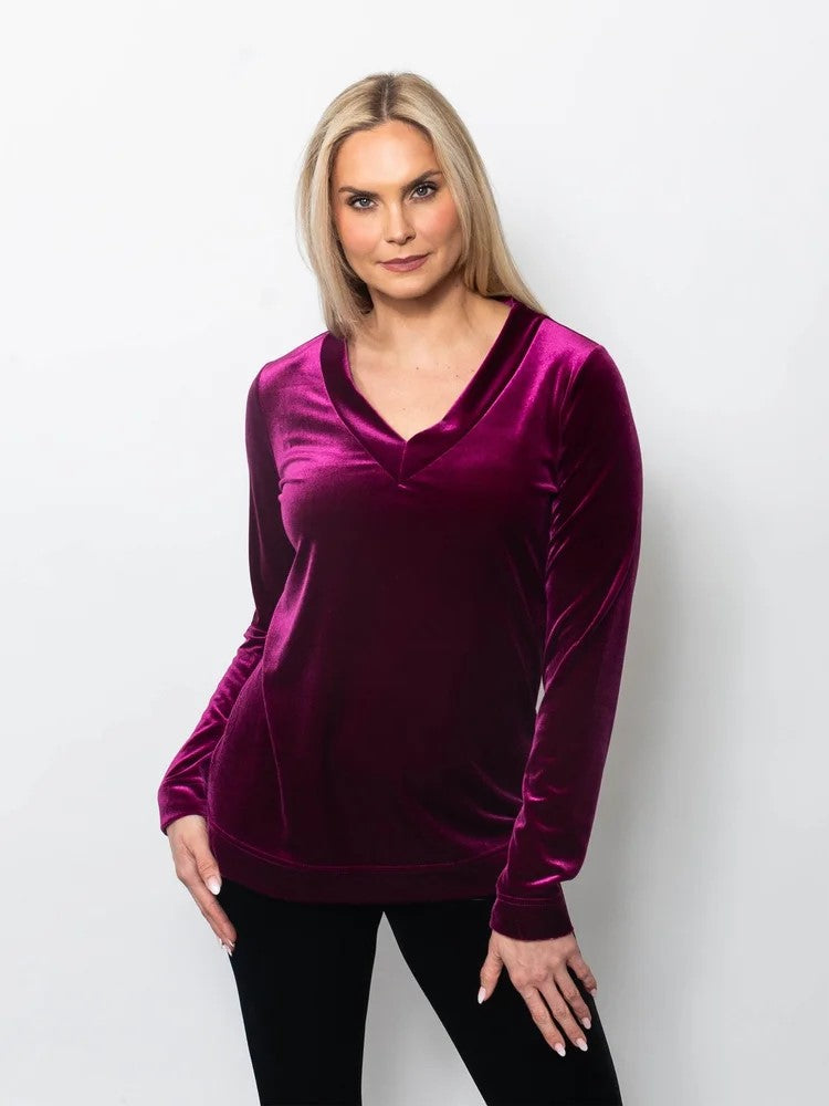 PlushTech Velvet V-Neck Top