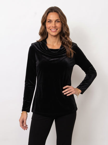 PlushTech Velvet Cowl Neck Top